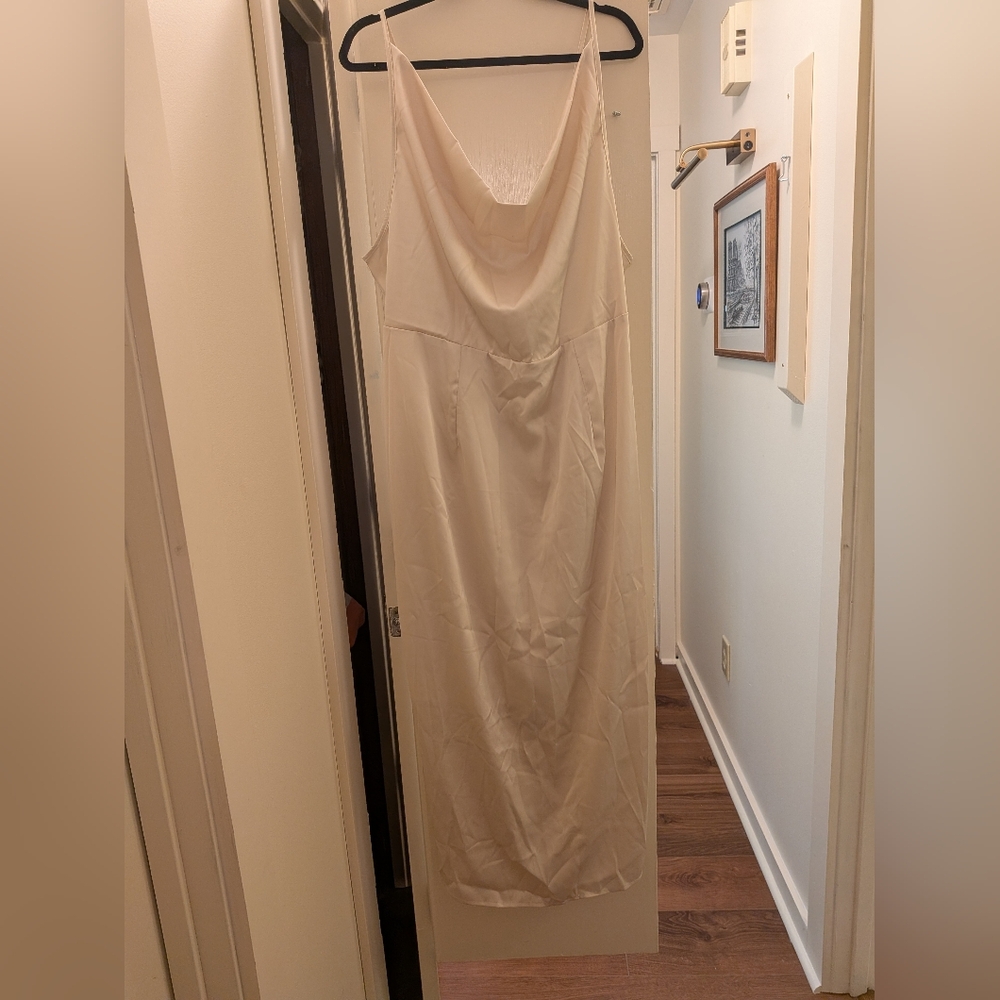 Cream Cowl Neck Maxi Slip Dress Bridal